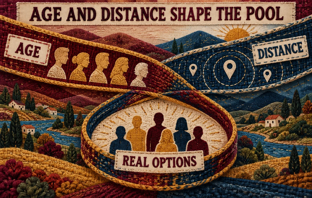 Age and distance filters combine to shape the real dating pool