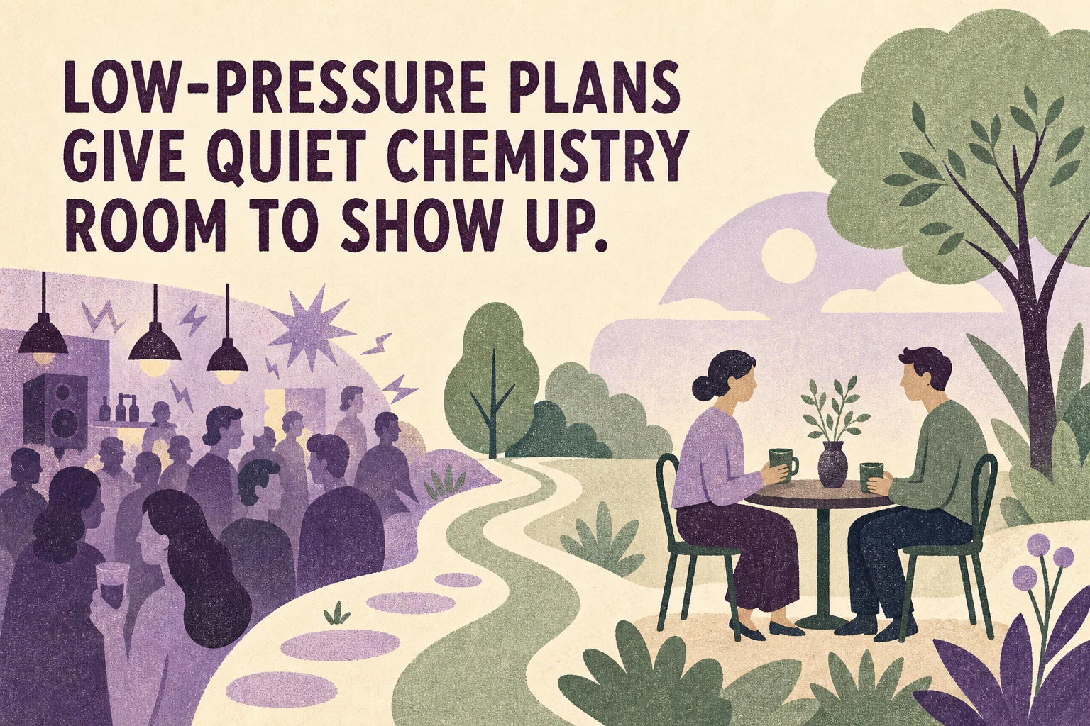 A low-pressure date setting gives quiet chemistry room to appear