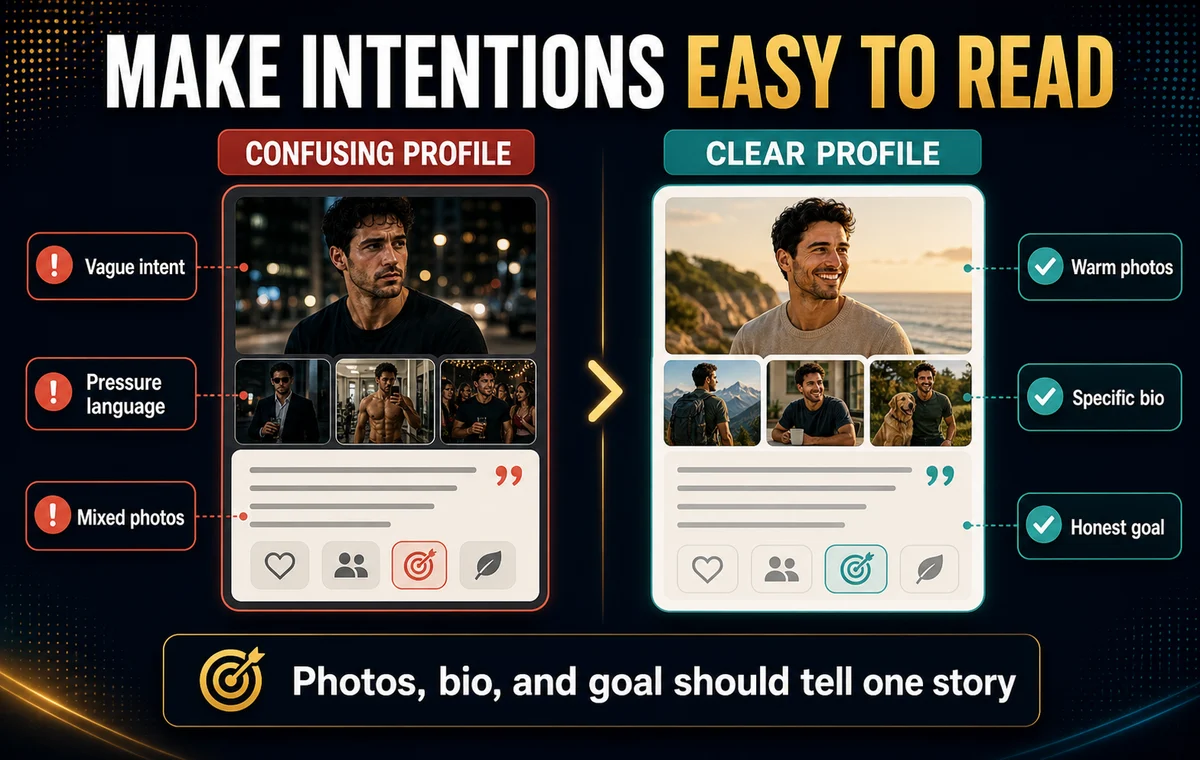 Clear dating intentions compared with intense or confusing profile signals