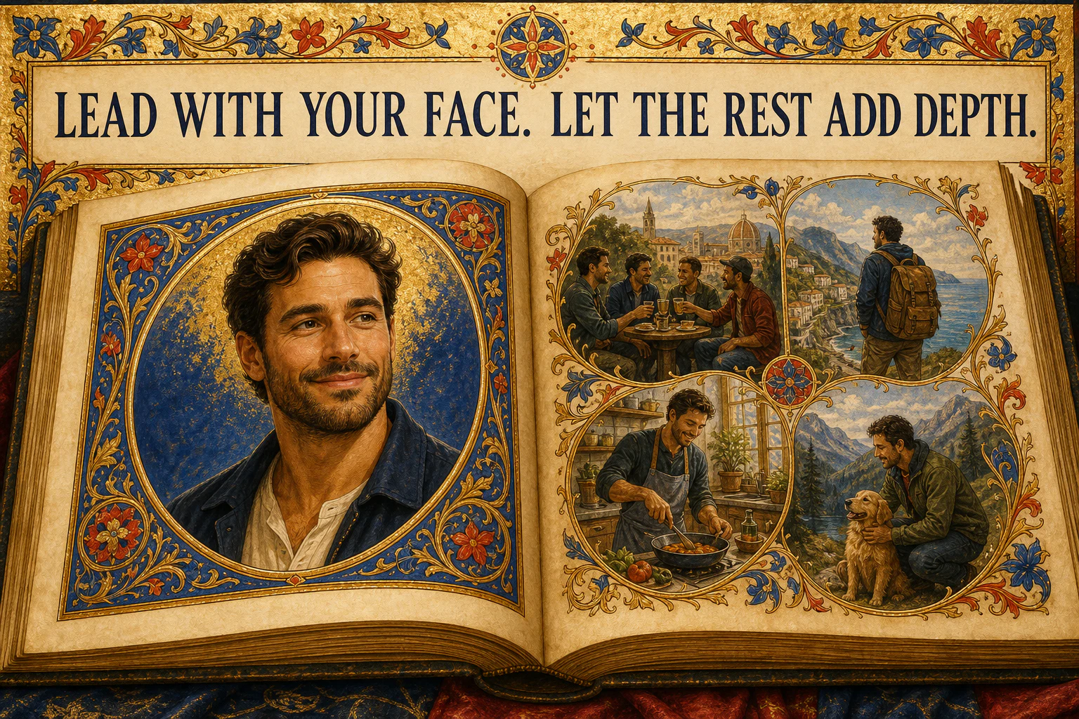 Lead with your face; let the rest add depth