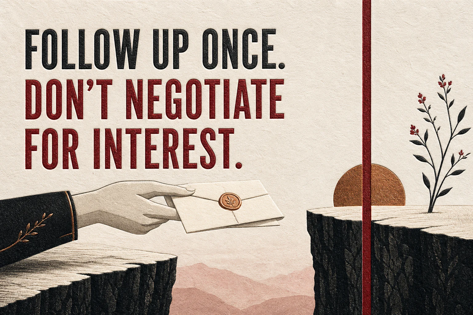 Follow up once without negotiating for interest