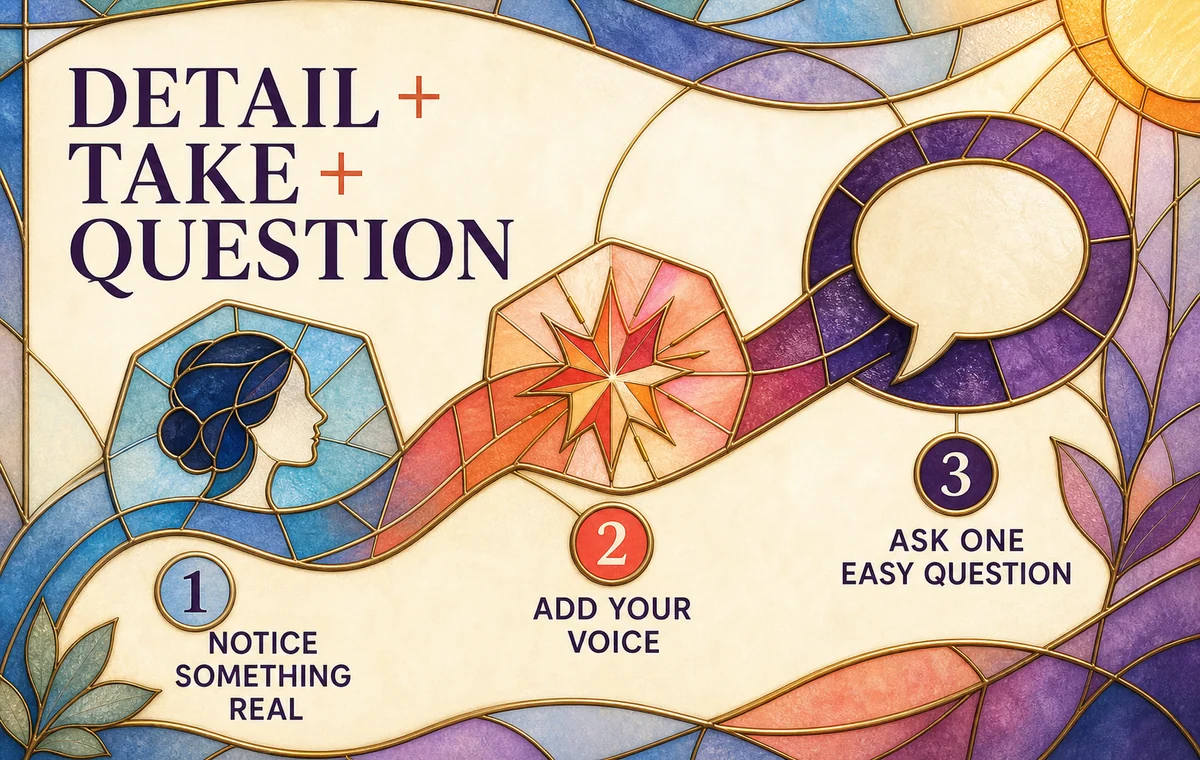 The detail, personal take, and easy question framework for rewriting an AI conversation tip