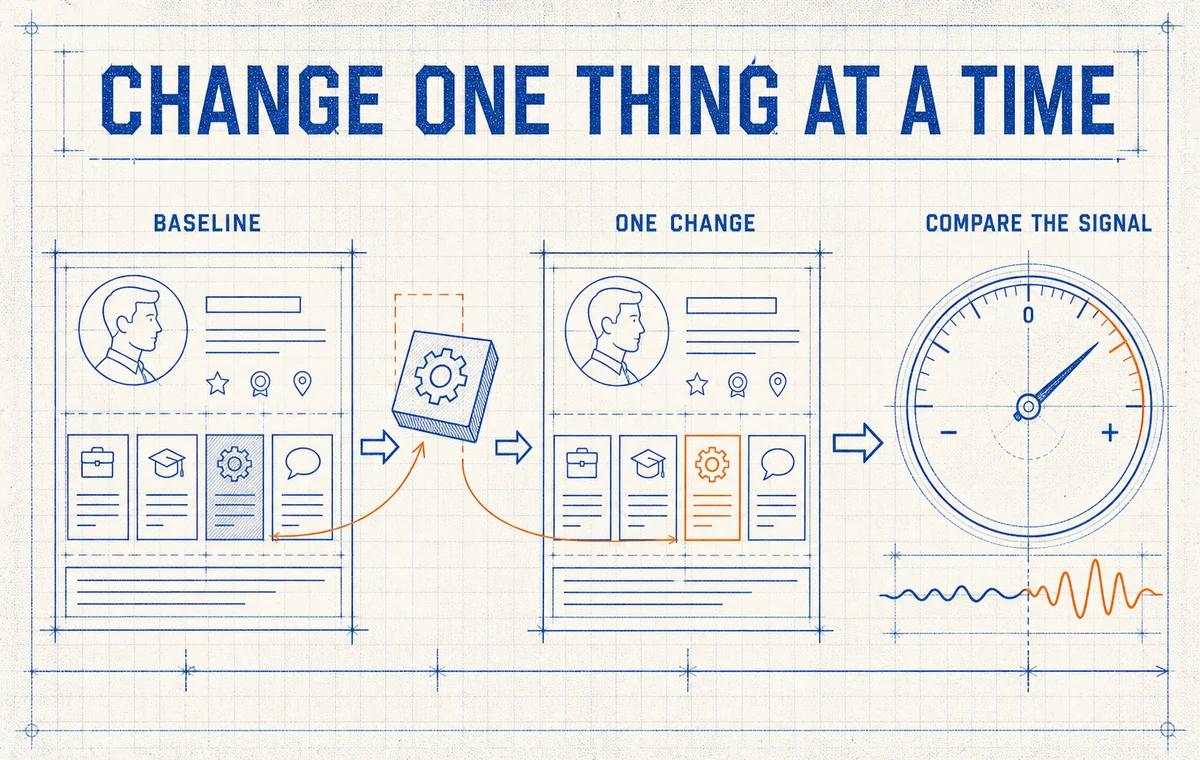 Change one thing at a time when testing a dating profile