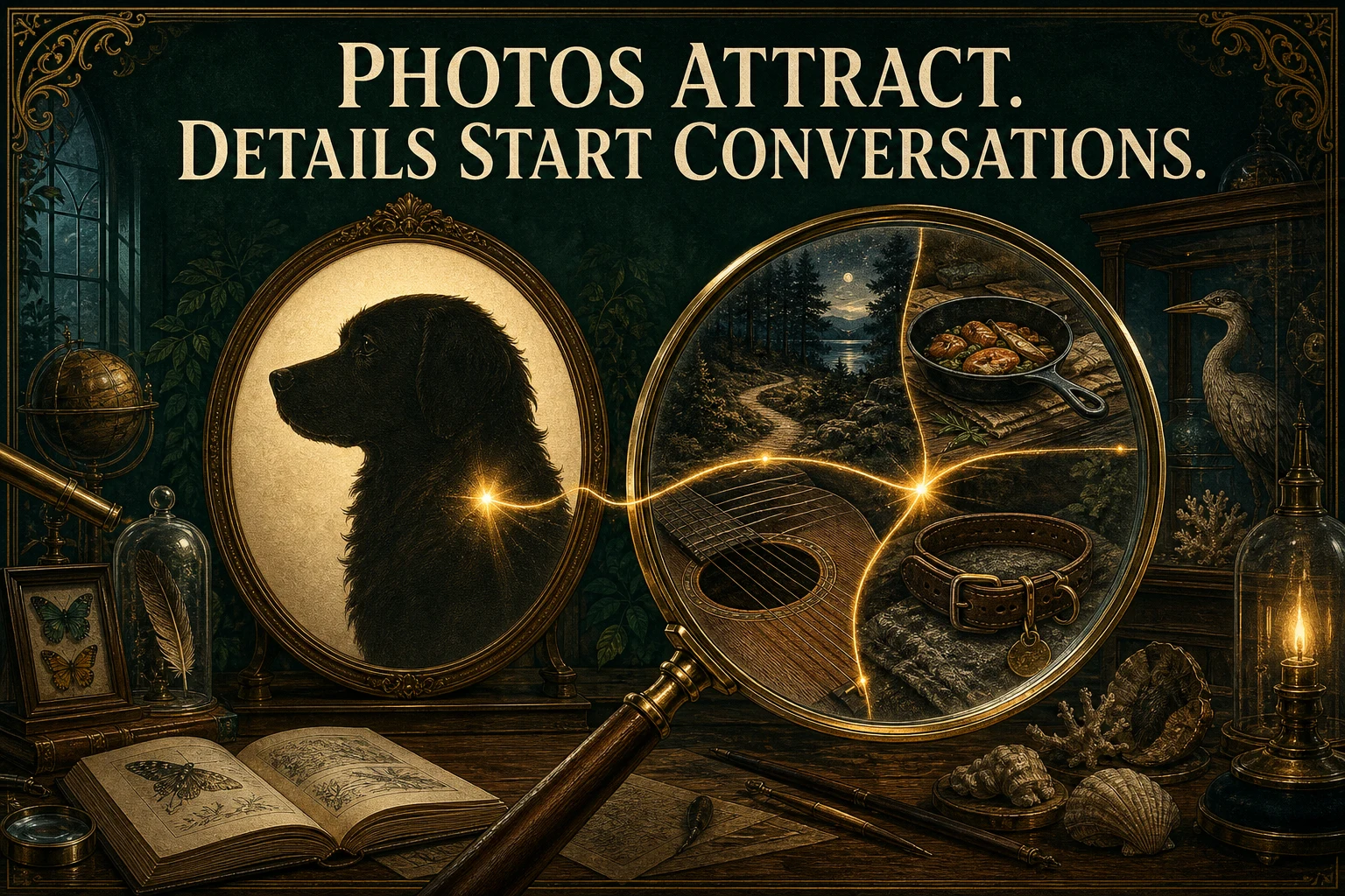 Photos attract while personal details start conversations