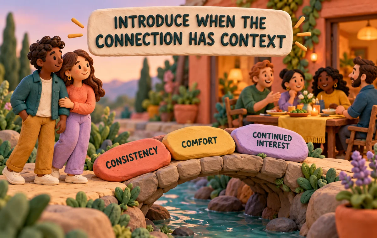 Introduce a dating partner when the connection has context