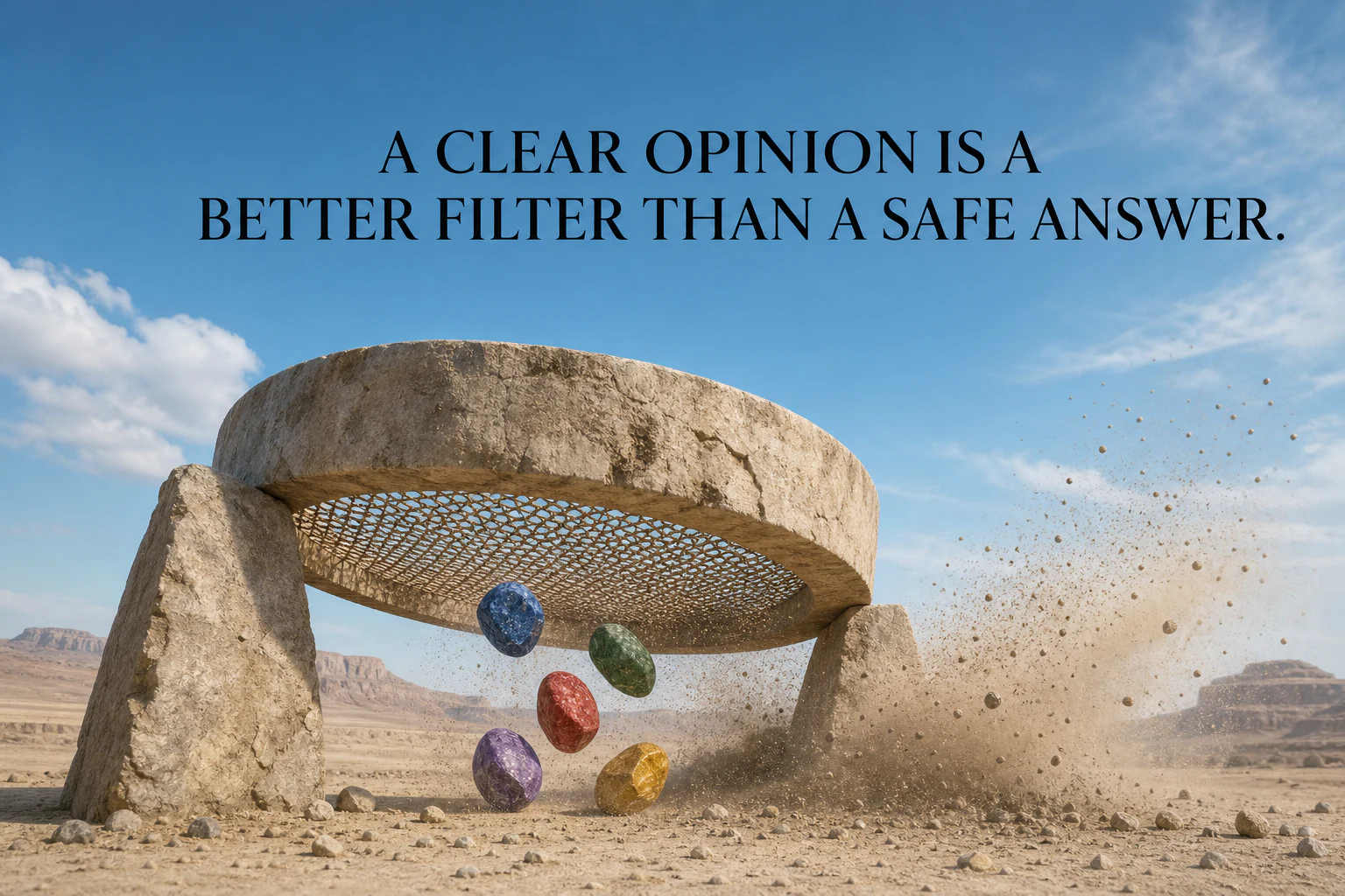 A clear opinion is a better filter than a safe answer