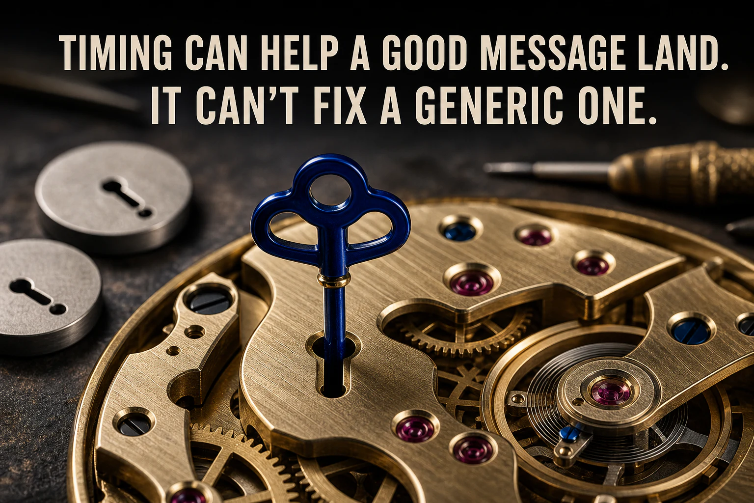 Timing can help a good message land; it can't fix a generic one