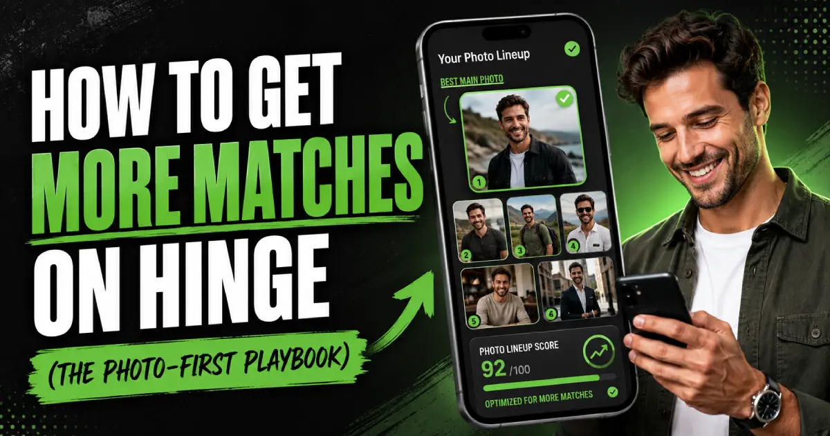 Man optimizing his Hinge profile photos to get more matches on the dating app