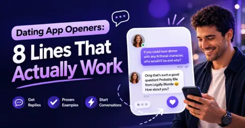 Man smiling at phone after sending a great dating app opener that got a reply