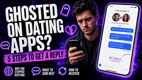 Man staring at an unanswered dating app message — ghosted after matching