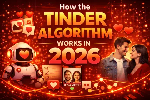 Tinder algorithm breakdown showing matching factors and optimization strategies