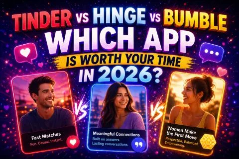 Tinder vs Hinge vs Bumble comparison for 2026
