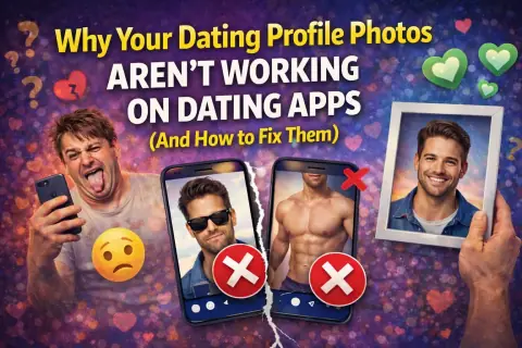 Dating app showing zero matches, representing frustration with profile photos